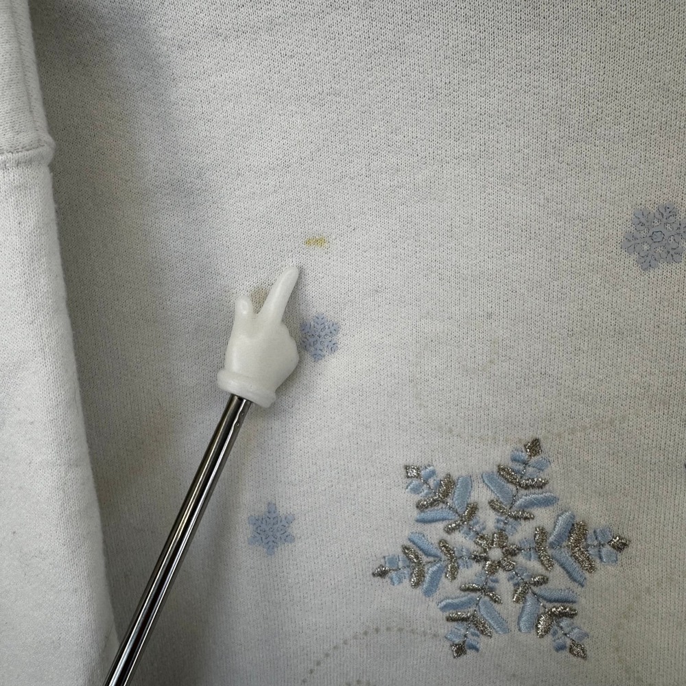 Vtg Top Stitch Large Christmas Holiday Snowflake Embroidered Sweatshirt White - Picture 3 of 9